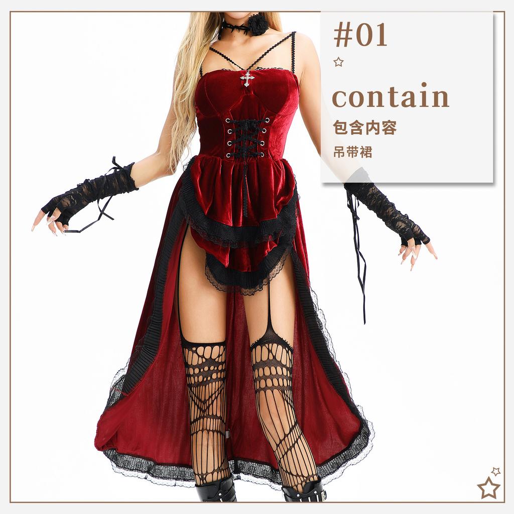 Dark Gothic Halloween Costume Sexy Pure Babes Punk Vintage Skinny Sweet Spicy Dress