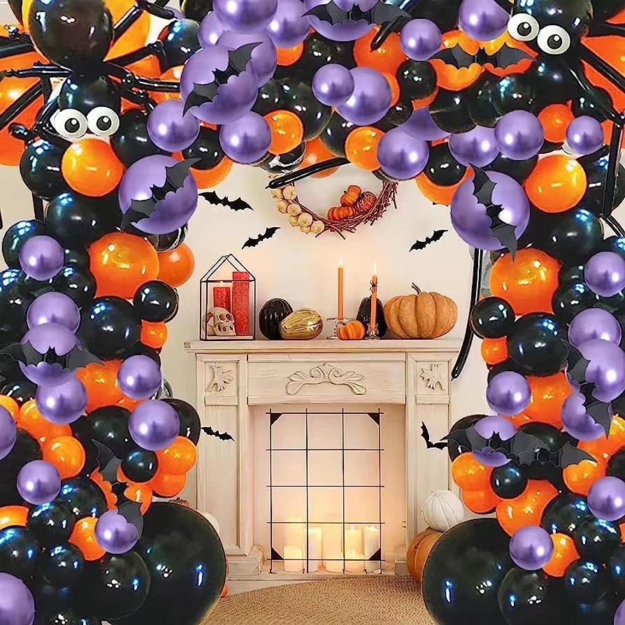 Halloween Balloon Arch Set Halloween Balloon Party Background Decoration Aluminum Film Latex Balloon Set