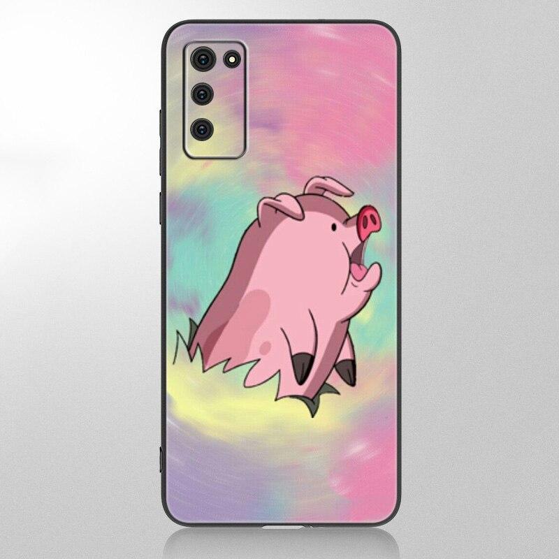 Cartoon Cute Pig Phone Case For Samsung Galaxy A12 A02S A22 A32 A52 A72 A71 A51 A41 A31 A21 A11 A50 A70 A10S A20S Black Cover