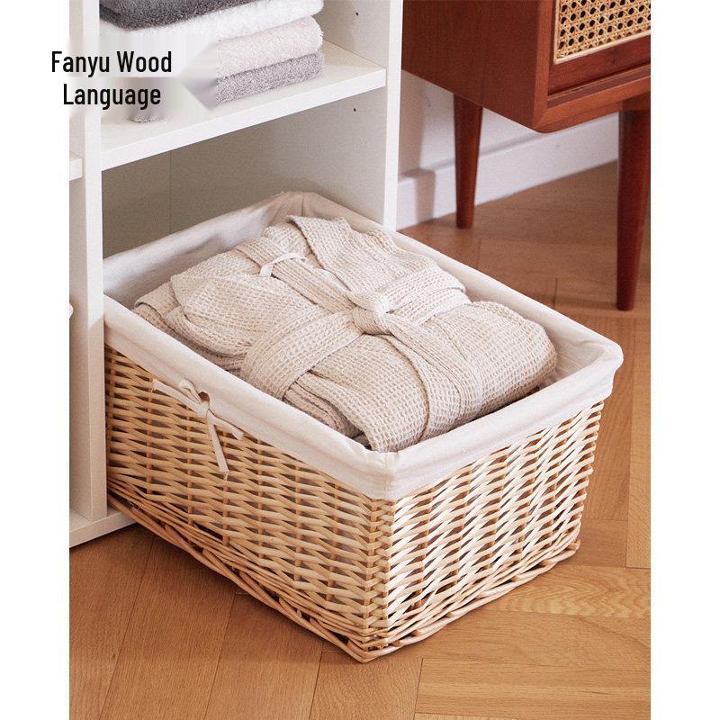 Woven Bamboo Fabric Storage Basket for Snacks and Sundries