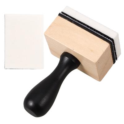 Vintage Square Wooden Handle Sponge Stamp for Coloring Blending Stenciling Journals Notebooks DIY Craft Tool Small Label Maker