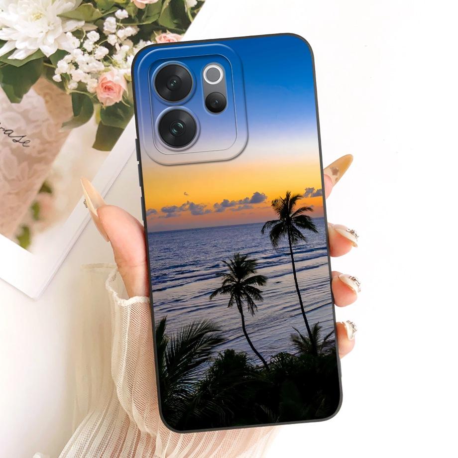 For Vivo V70 Lite V70 FE VivoV70 V2538 v2550 V2548 Phone Case Floral Aesthetic Moon Nigth Bow Pattern Funda Soft Silicone Cover