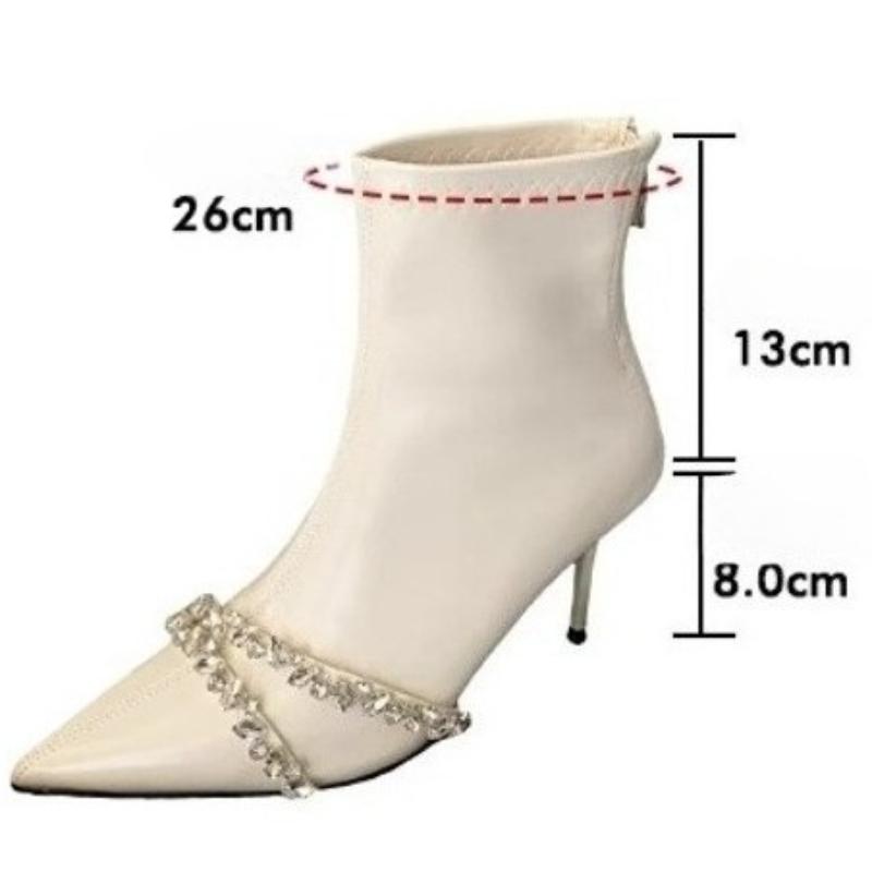 Fashion Luxury Crystal Women High Heels Ankle Boots Sexy Pointed Toe Heeled Shoes 2025 Trend New Fashion Designer Winter Boots Pumps
