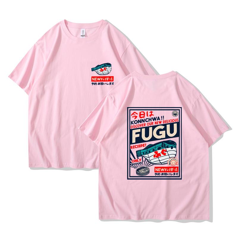 Hip Hop Streetové tričko Harajuku Kanji Zábavná Ryba Harajuku Tričko 2024 Pánské Letní Volné Tričko s Krátkým Rukávem