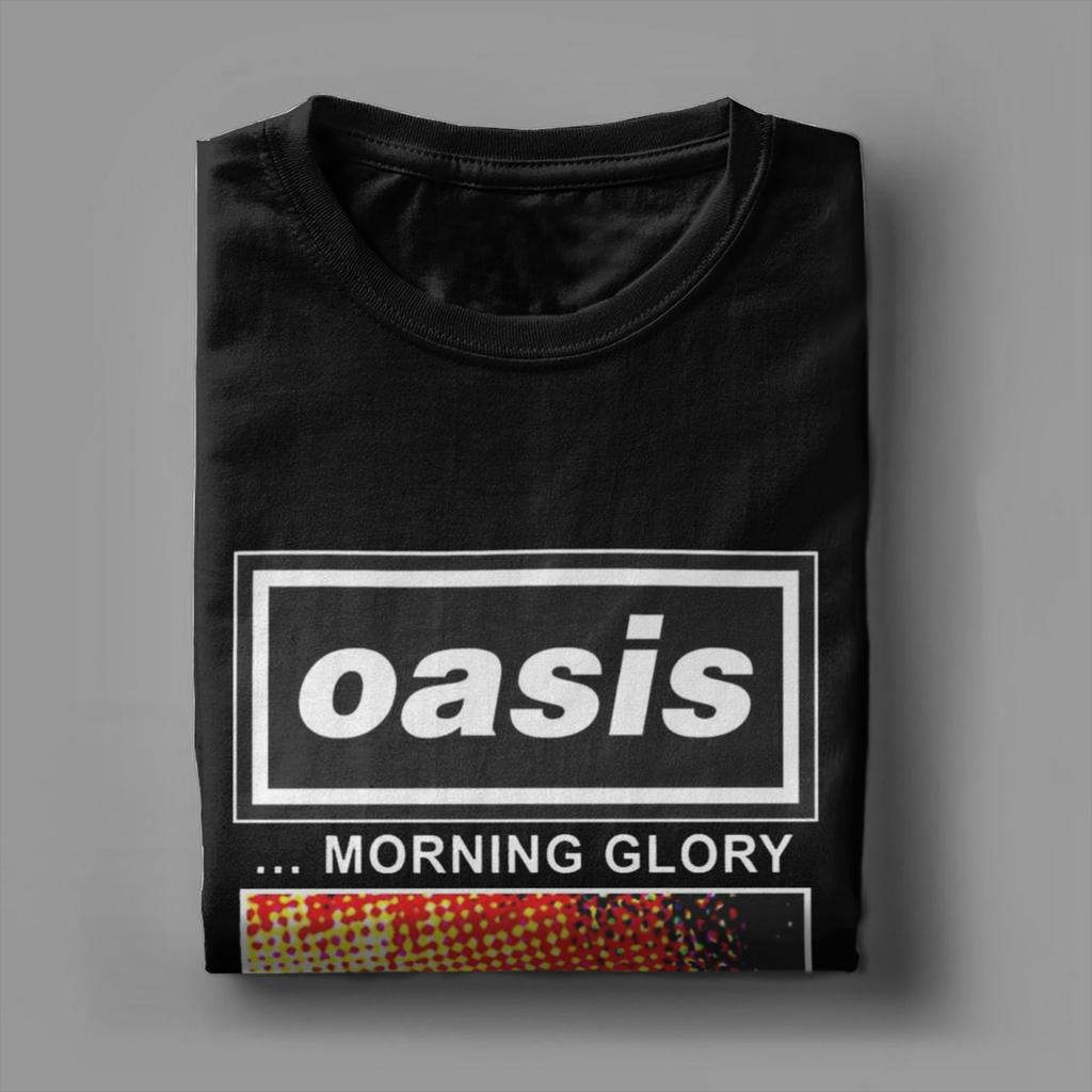 O-Oasis Rock Band T-Shirts for Men  Novelty Pure Cotton Tee Shirt Crewneck Short Sleeve T Shirt Plus Size Clothes