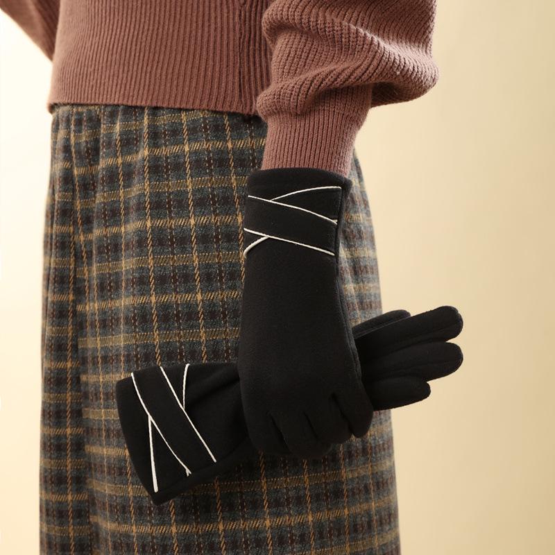 

Women s Winter Velvet-Lined Touchscreen Fingerless Gloves for Cycling and Driving One Size чорний