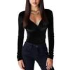 Women's ,Color Fashionable Elegant Velvet Slim,Fit Long,Sleeve Top