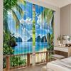 2Pcs Birds Flying By The Sea Curtains For Bedroom And Living Room Study Office Bathroom Decor With Vibrant Landscape Pattern