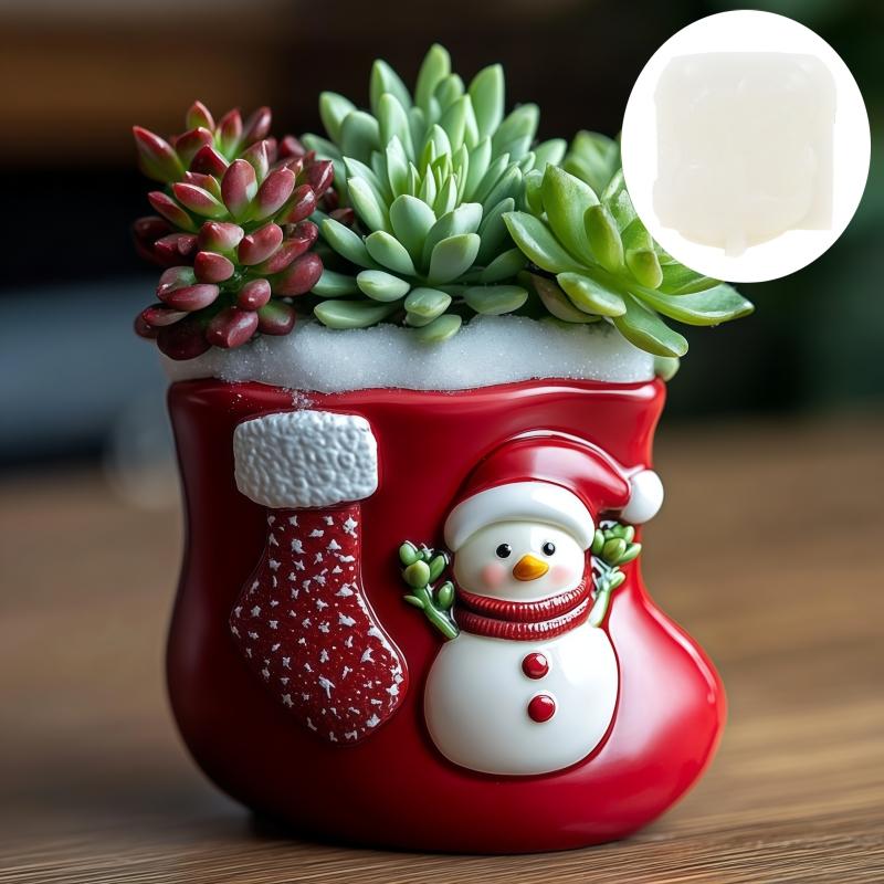 Warm House Relief Resin Gypsum Flower Pot Mold Green Wood Surround House Relief Cement Concrete Flower Pot MoldS Christmas gift