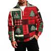 Men's Casual Stand Collar Sweatshirt with Holiday Christmas Print