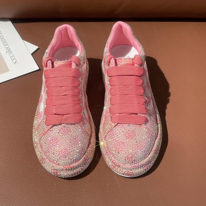 Fashion Luxury Crystal Women Casual Shoes Fashion Platform Microfiber Mesh Sports Shoes Bling Skateboarding Shoes Zapatillas De Mujer