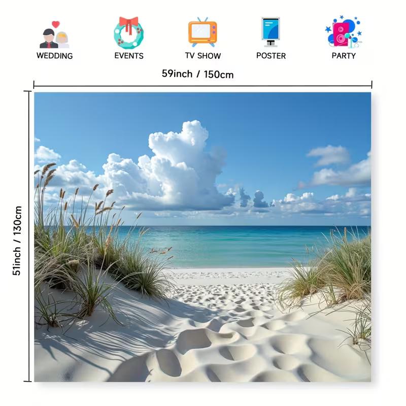 Dwuwymiarowe Tło Tropikalnej Plaży Biały Piasek Błękitne Morze Tło Fotograficzne