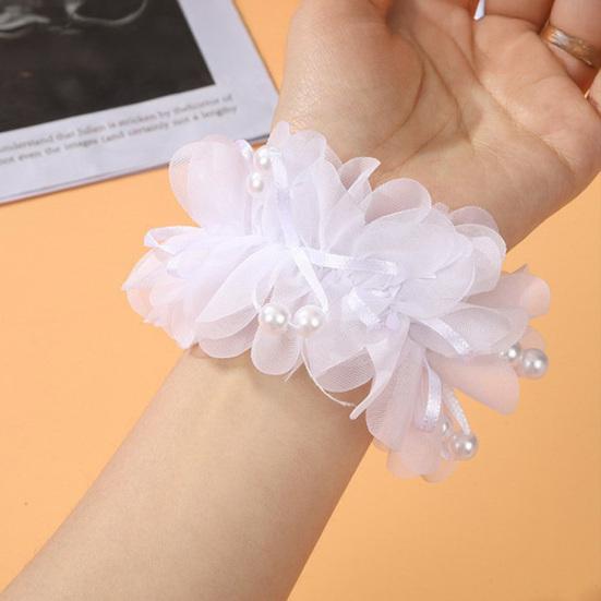 Elástico de Cabelo Cor Vibrante Decoração de Pérolas Artificiais Faixa de Cabelo Infantil Performance de Palco Alto