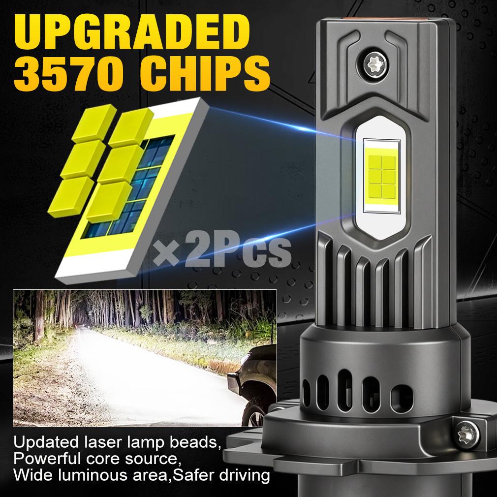 2pcs H7 LED Bulbs High Power Car Headlight CSP Chips CANBUS Fog Lights for Automobile Mini Wireless 1:1 Fit LED Headlamp Plug&Play 6500K White