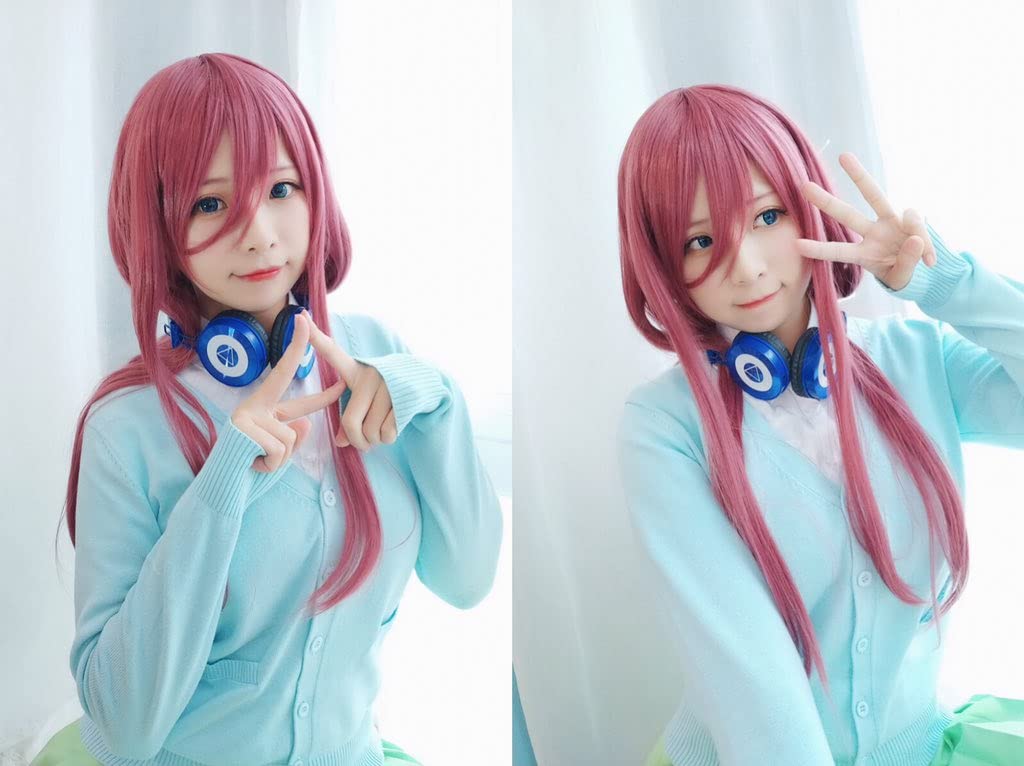 [Milky Time] The Quintessential Quintuplets Nakano Ichika, Nino Miku, Yotsuba Itsuki Cosplay Set with Wig, Halloween (M, Miku Set)