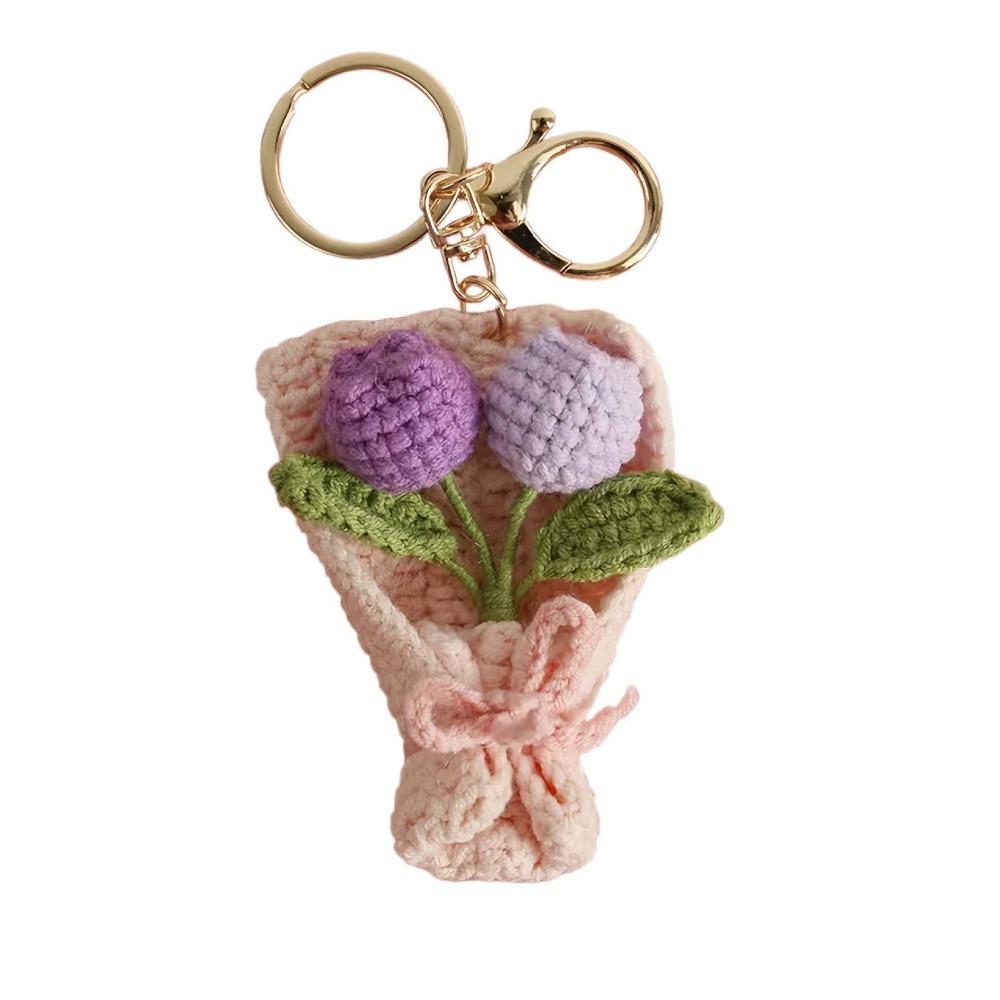 

Вязаный крючком букет цветов Ручная работа Мини-букет Подвеска Креативный брелок для ключей в виде букета цветов 10