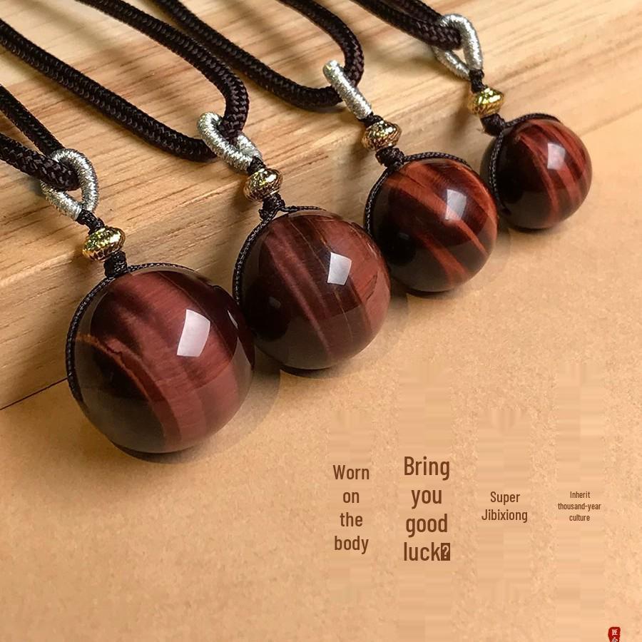 Tiger Eye, Obsidian & Amethyst Pendant Necklace – 16MM for Men