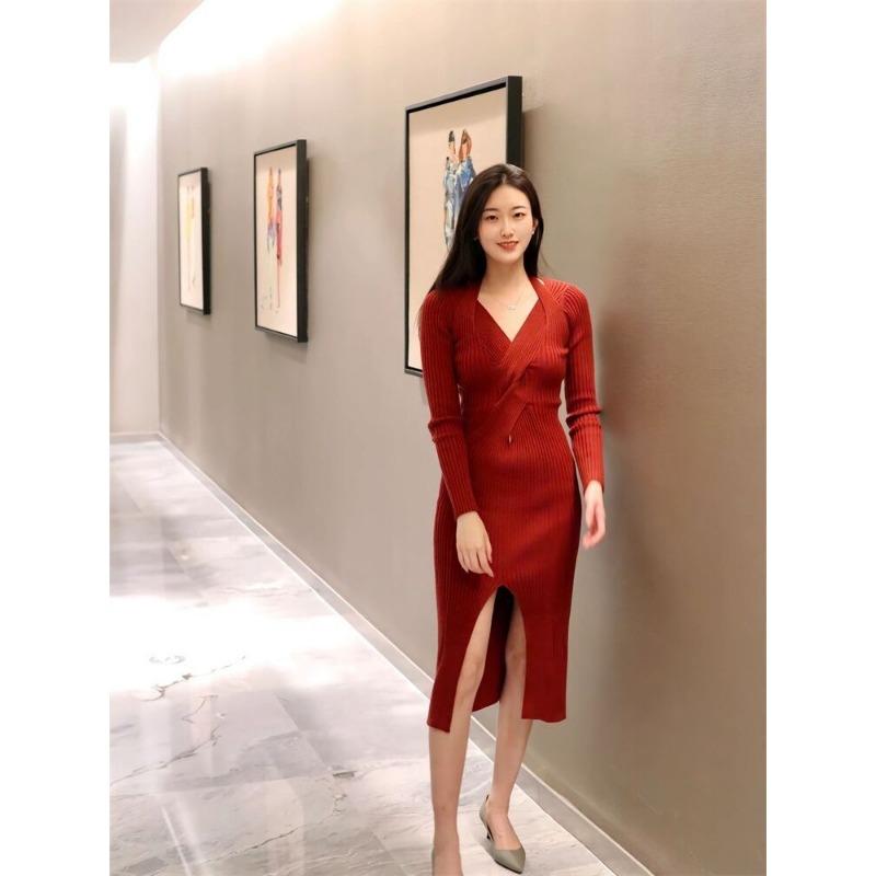 Autumn women's clothing new red bridal toast engagement dress dress high-end light luxury niche