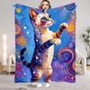 Abstract Pop Art Blanket Strange Cat Flannel Throw Blankets For Home Decor Cozy Warmth Birthday Gift Blanket For Kids Adult