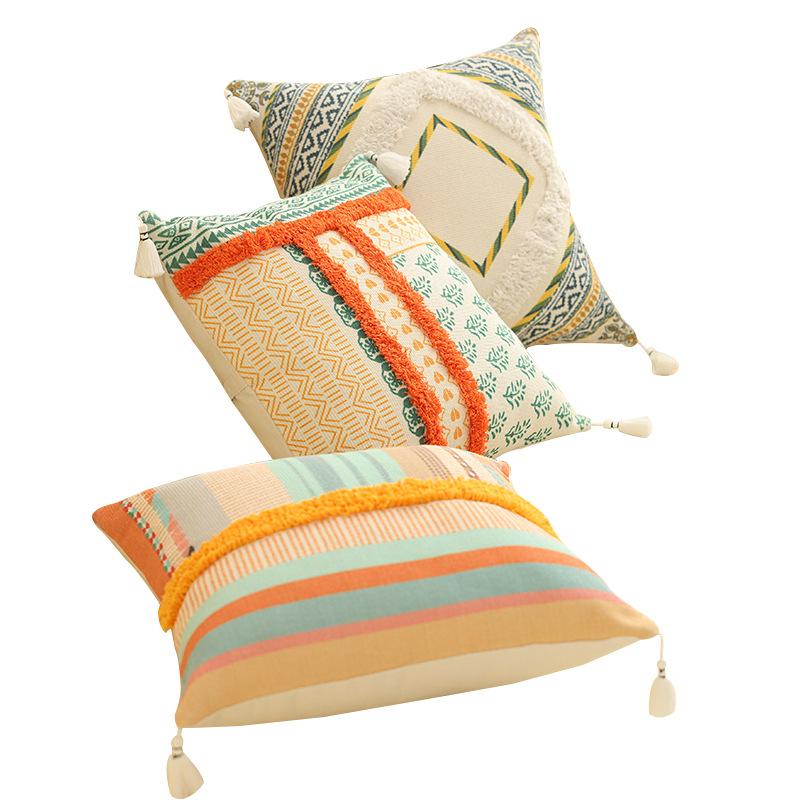 Cotton and Linen Pillow B&B Living Room Sofa Nap Cushion Bay Window Bedside Car Decorative Waist Pillow Case