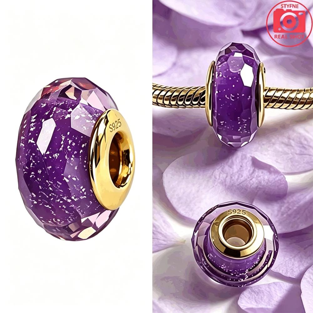 New Exquisite 925 Silver Colored Glass Beads Flowers Murano Bead Charms Fit DIY Bracelet Jewelry Fine Gift for Women