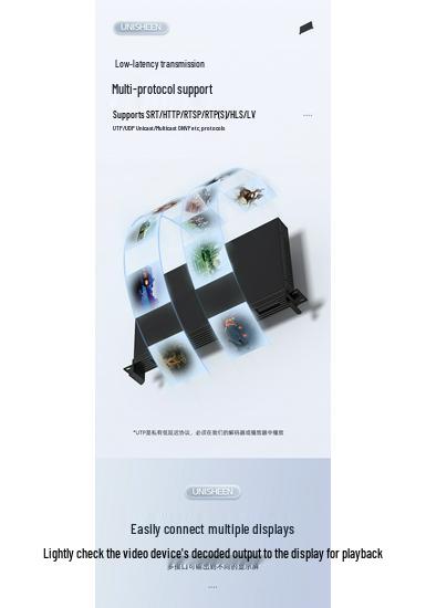 Ultra-Low Latency HDMI/VGA/CVBS Large Screen Live Streaming Wall-Mount Video Decoder