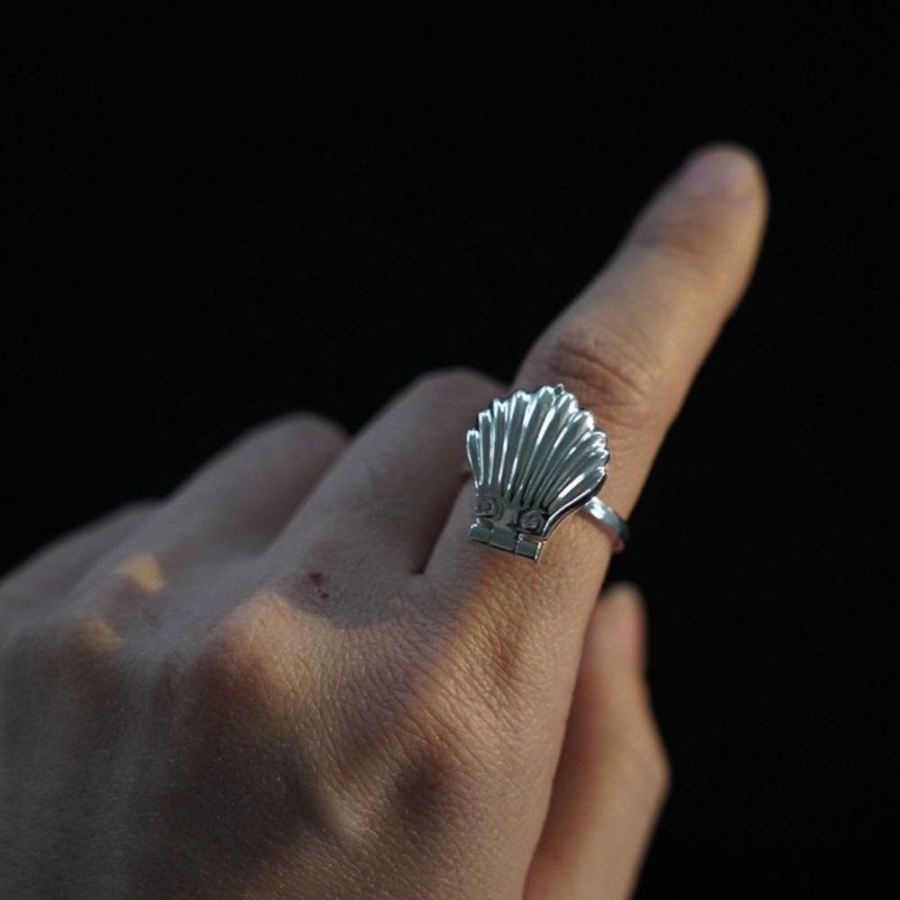 

Exquisite Shell Finger Ring Surprise Open-and-close Ring Trendy Artificial Pearl Ring Girls