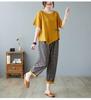 Arrival 2 Piece Sets Women Casual T-shirt and Ankle-length Pants Summer Vintage Style Loose Female Pant Suits