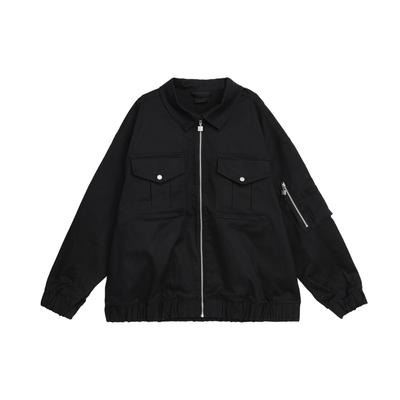 Renegade Solid Color Polo Collar Casual Zip Long Sleeve Jacket Women Jacket Black FN5675-010