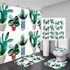 Tropical Green Plant Leaf Palm Cactus Shower Curtain Set Bathroom Curtain Anti-Slip Bath Mat Set Toilet Rugs Carpet Home Decor