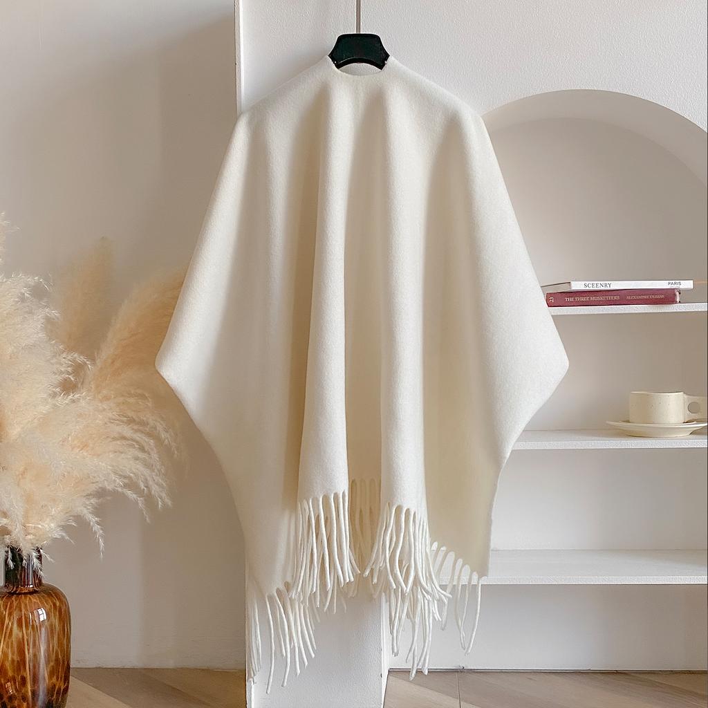 Winter Women Poncho Warm Shawl Double Sided Designer Thickening Blanket Luxury Scarf Female Cloak Cashmere Pashmina Cape Stole