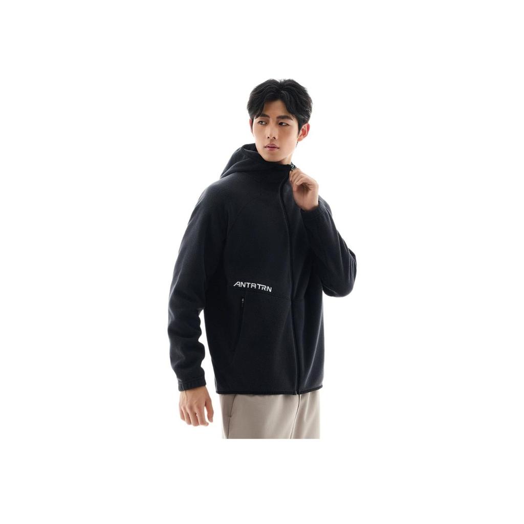 Anta Lettered Hooded Loose Jacket Men Jackets Basic-Black 952447701-3