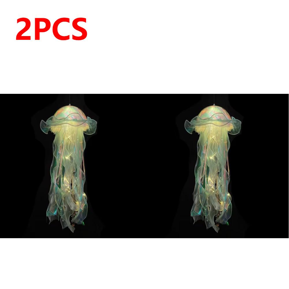 Gradient Jellyfish LED Night Light Handmade Pendant Lamp Colorful Hanging Light for Indoor Outdoor Garden Festival Decoration