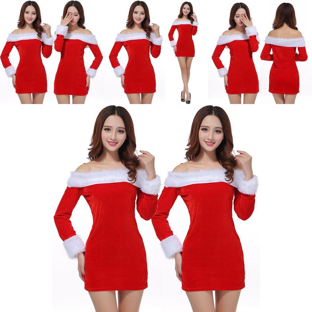 Elegant Xmas Off-shoulder Velvet Dress For Women Perfect For Christmas Parties