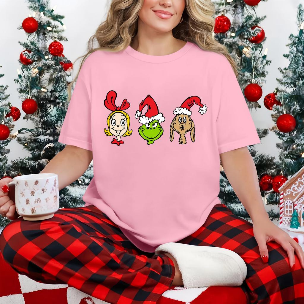 Dámské ležérní tištěné tričko s kulatým výstřihem, svetr s krátkým rukávem