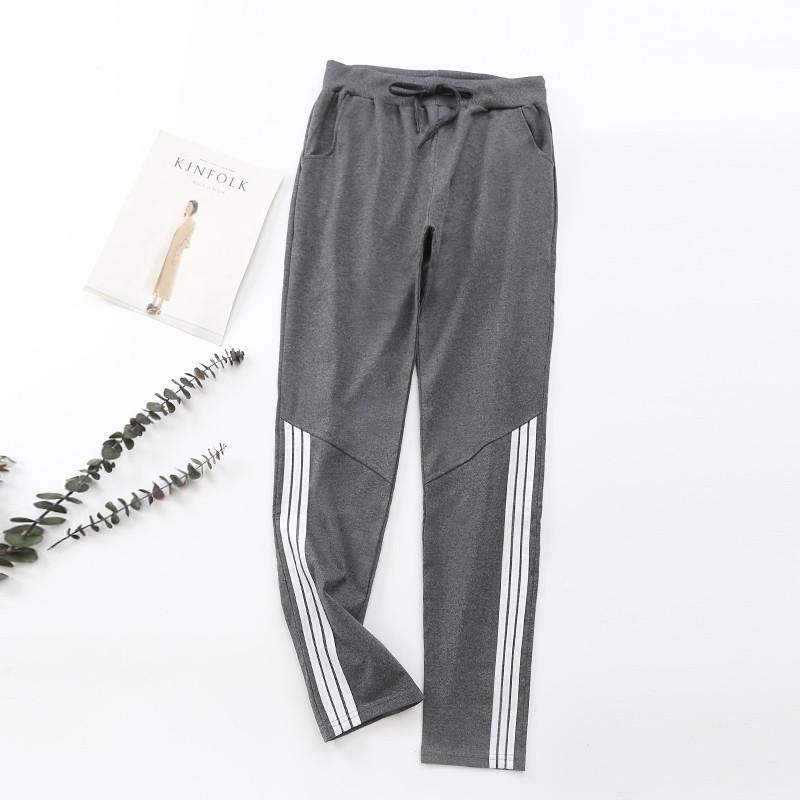 New Women's Slim Straight Casual Sweatpants - Spring & Autumn Style, Loose Fit, Cotton, Solid Color, Trendy Large Size