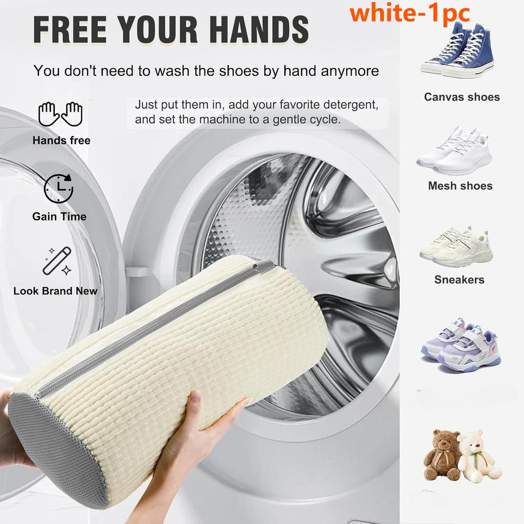 1/2pcs, Washable Shoe Washing & Drying Bag with Soft Fiber - Durable Polyester Laundry Protector for Shoes Laundry Organizer