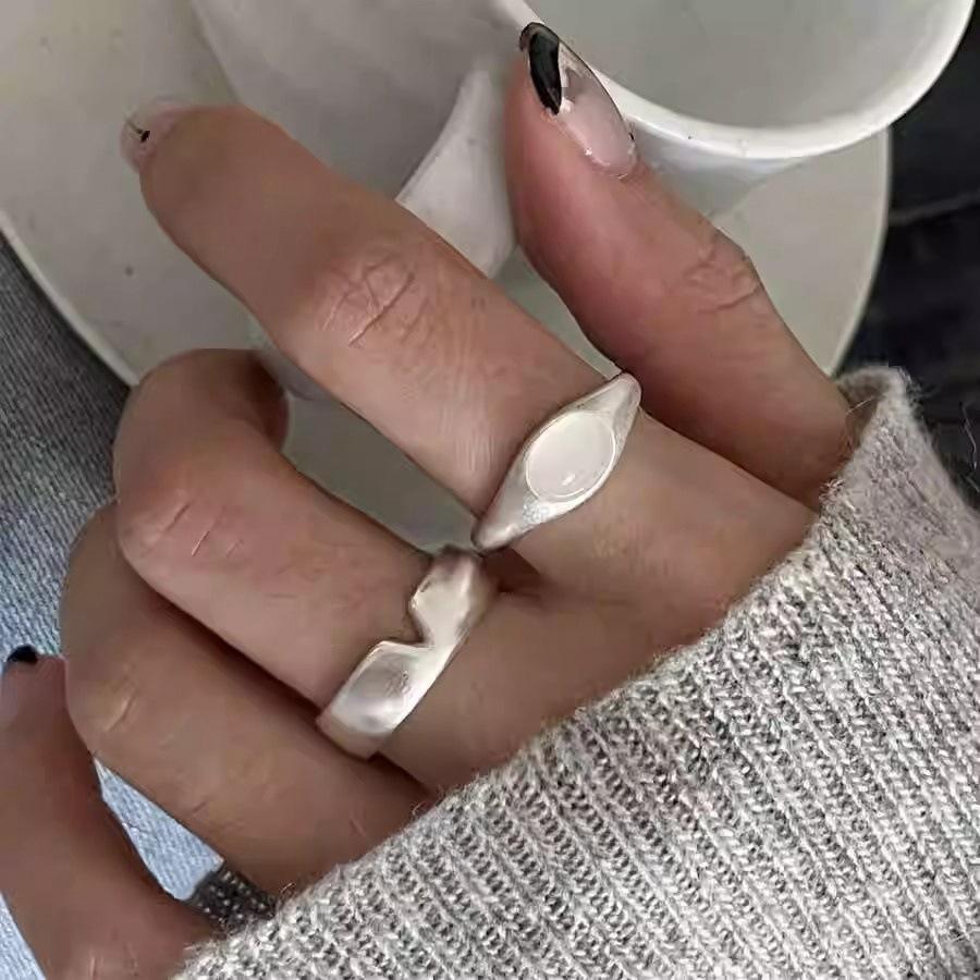 Korean Version of Moonlight Agate Ring, Women's Ins Index Finger Ring, Simple Matte Ring