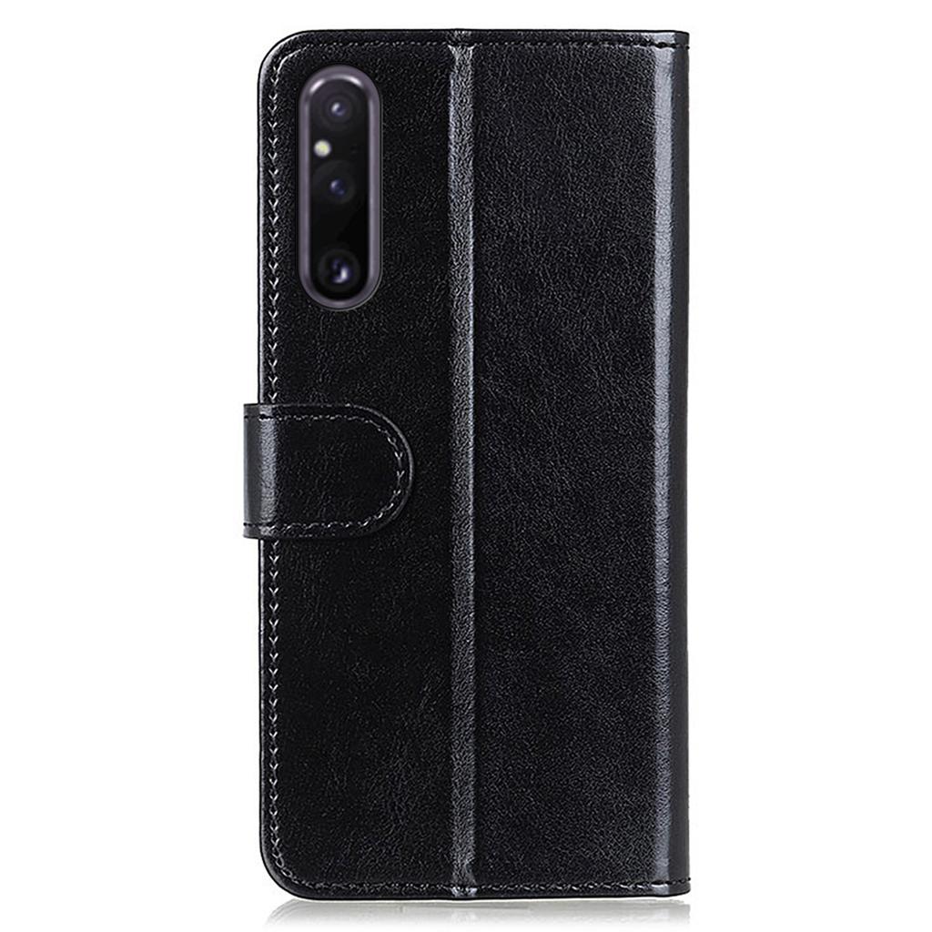 For Sony Xperia 1 V Phone Wallet Case Crazy Horse Texture PU Leather Cell Phone Stand Cover