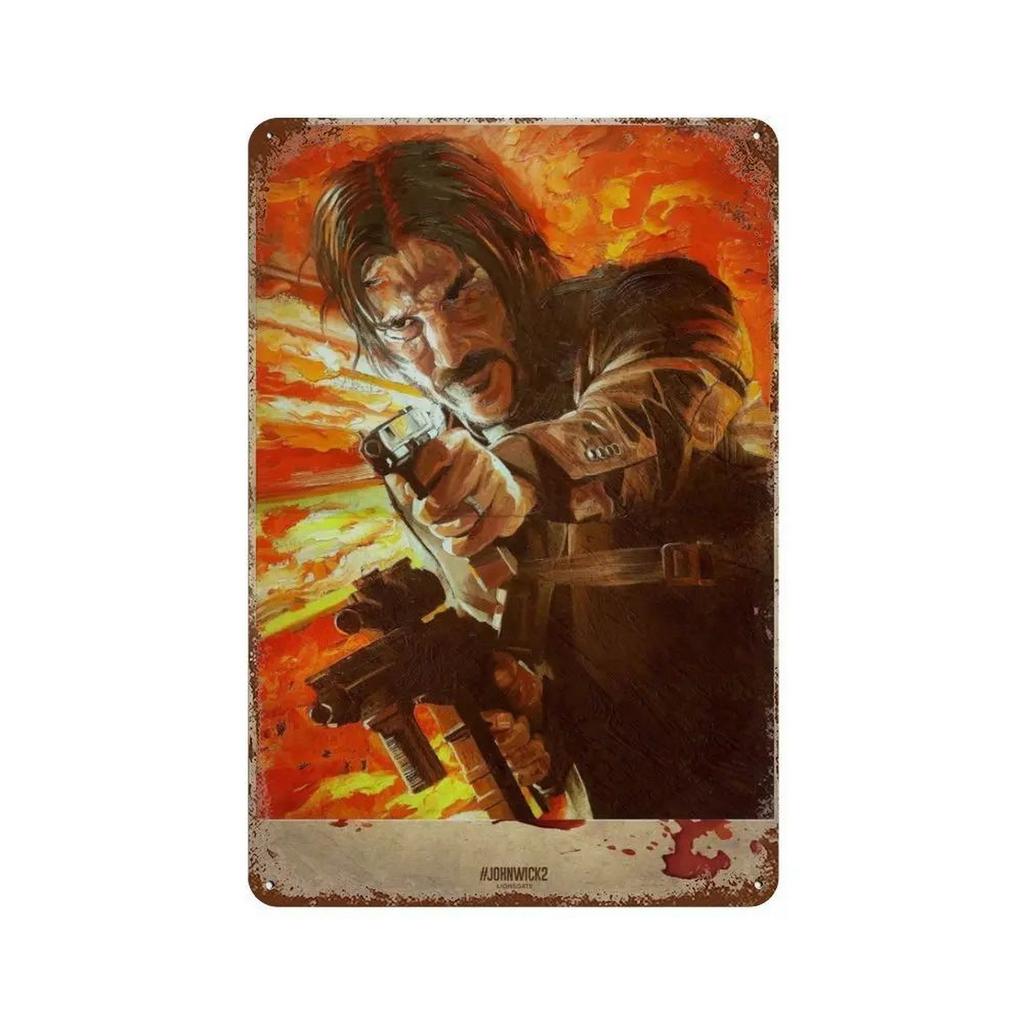 John Wick Movie Series Metal Tin Sign Retro Keanu Reeves Iron Painting Wall Art Vintage Action Film Poster Decorative Plaque f