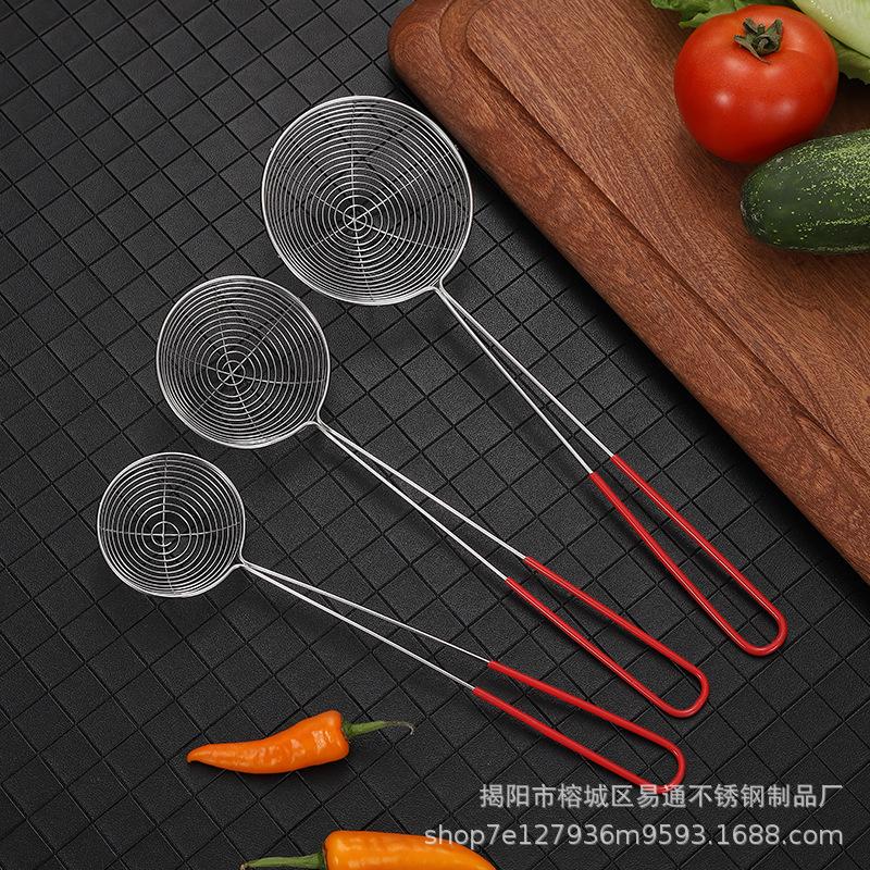 

Stainless Steel Bubble Tea Strainer Spoon - Pink Pearl with Red Rubber Handle for Boba and Milk Tea. Small 6.5cm