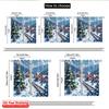 2pcs 2D Flat Printing Merry Christmas Popular Drapes Christmas Village Train Scene_b Polyester Without Electricity Festive