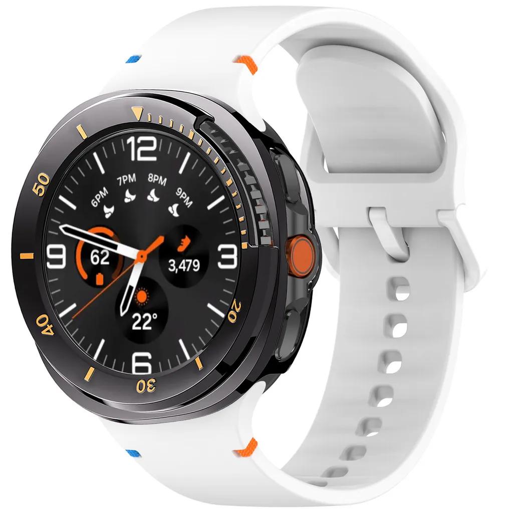 Case+ Band For Samsung Galaxy Watch 8 Classic 46mm Silicone Bracelet Strap Hard PC Bumper For Galaxy Watch 8 Classic NO Glass