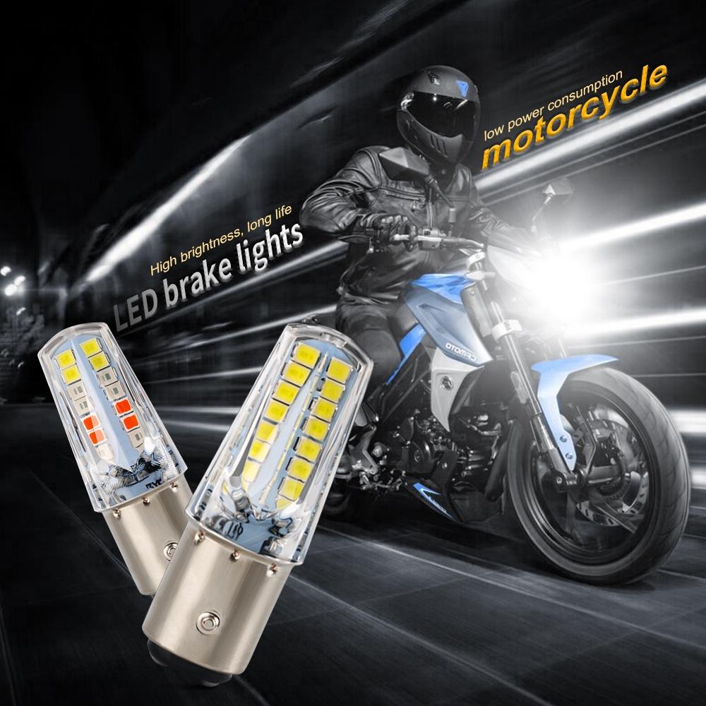 1/10pcs Car 12V LED Rear Taillight Tail Brake Light Strobe Flashing LED Lamp Motorcycle Warning Light Bulb Red Stronger Light