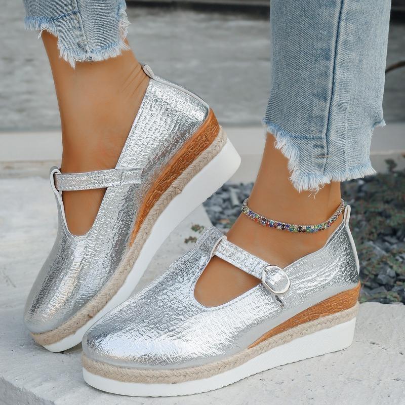 Large size wedge heel platform single shoes women's new spring, summer and autumn fashion pointed head shallow mouth women's high-heeled single shoes