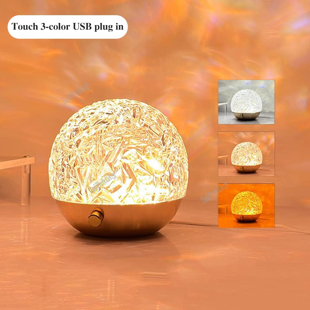 

Световой проектор с эффектом ряби на воде, настольная лампа с атмосферой пламени, сферический вращающийся светодиодный дисплей, сенсорное управление, для стола, комнаты, для пары