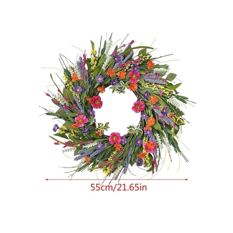 Artificial Flower Wreath 22inch Spring Wreath for Front Door Wall Wedding Party