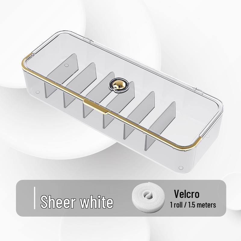 Desktop Clear Grid Multipurpose Organizer with Flip Lid for Cards & Cables прозрачный