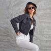 Women's Casual Fashion Lapel Corduroy Jacket Single Breasted Short Coat