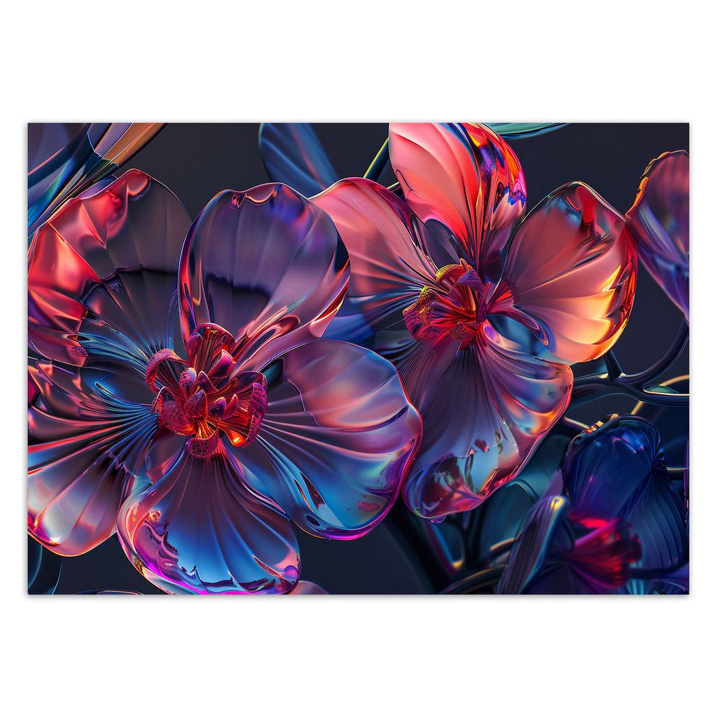 Wallpaper 3D Glass Macro Flowers